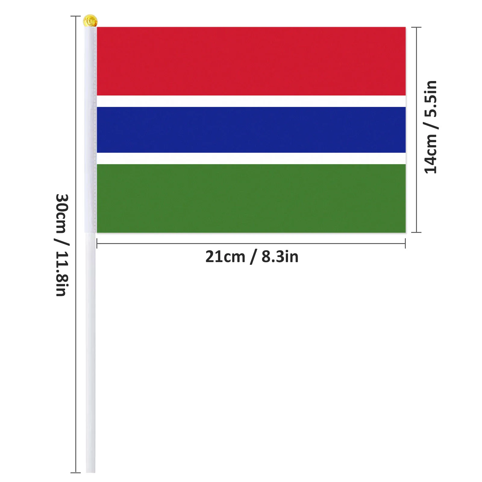 PTEROSAUR 14*21cm Gambia Hand Flag, Gambia Gambian National Flag World African Countries Hand Held Small Waving Flag, 50/100pcs