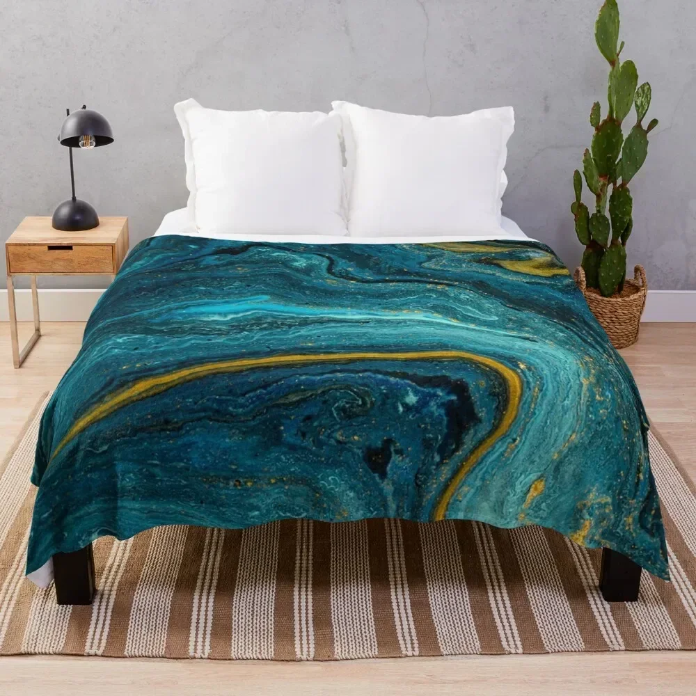 

Marbled Turquoise Teal Geode Design Throw Blanket All Season Lightweight Soft Blanket for Bed