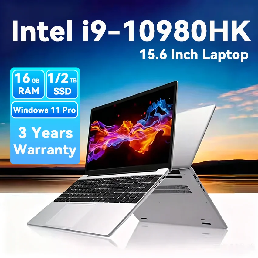 Intel Core i9-10980HK 15.6 Inch Windows 11 Pro Backlight Laptops Fingerprint Lock 16GB 1TB SSD Gamer Computer Notebook PC