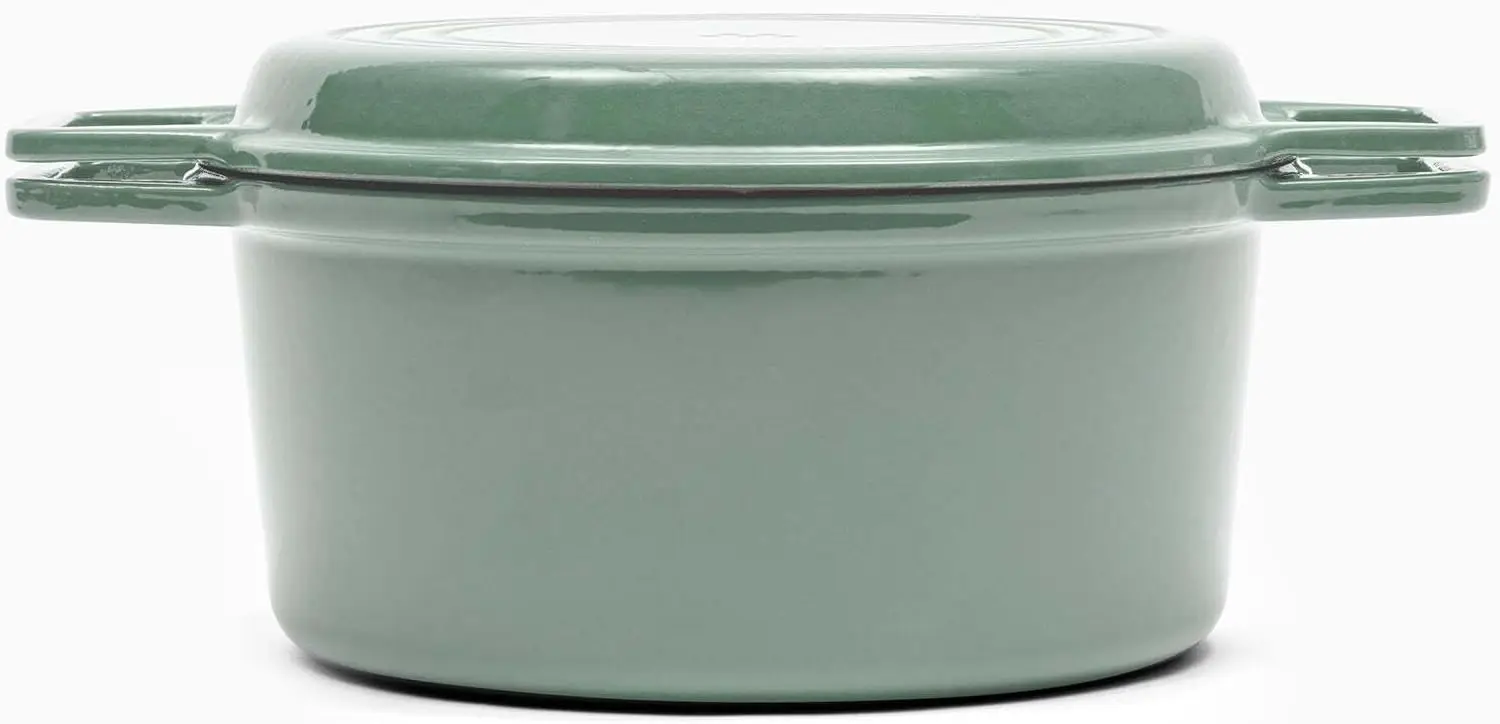 7 QT Enameled Cast Iron Dutch Oven - Chip-Resistant Enamel Coating - Thick Iron Core For Heat Retention - Large Cooking Surface