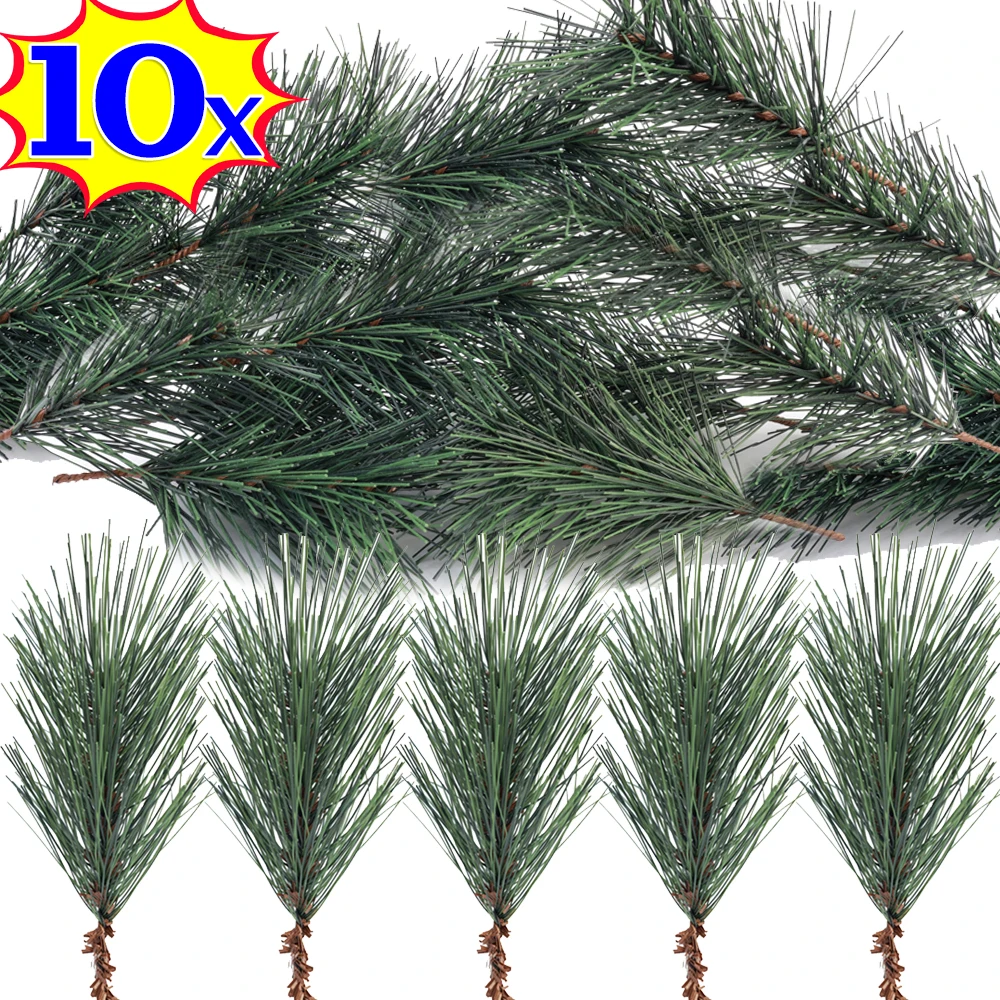 Agulhas de pinho verde artificial, galhos pequenos de pinho, hastes escolhas para arranjos de flores de natal, guirlandas, decoração de férias