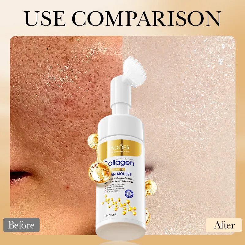 120ml Collagen Facial Cleanser Mousse Deep Cleansing Skincare Moisturizing Firming Face Wash Foam Cleanser Skin Care Products