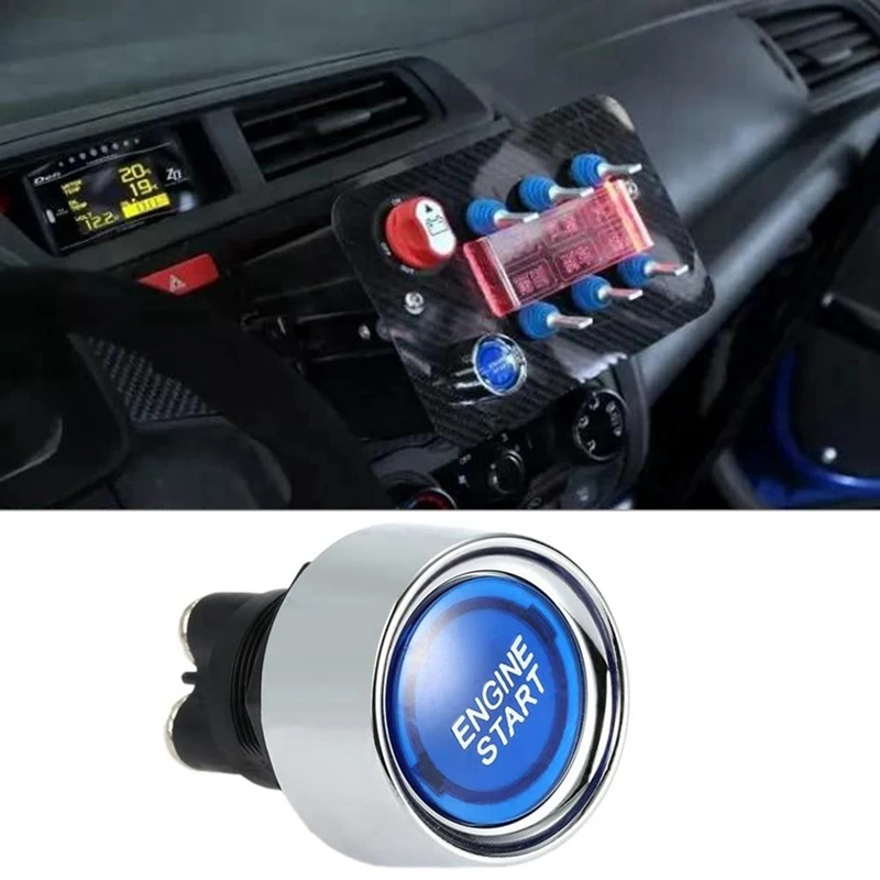 2X Engine Button Car DC 12V 24V Blue Car Start Engine Button Light Switch Button Start Ignition Switch For Racing-Blue