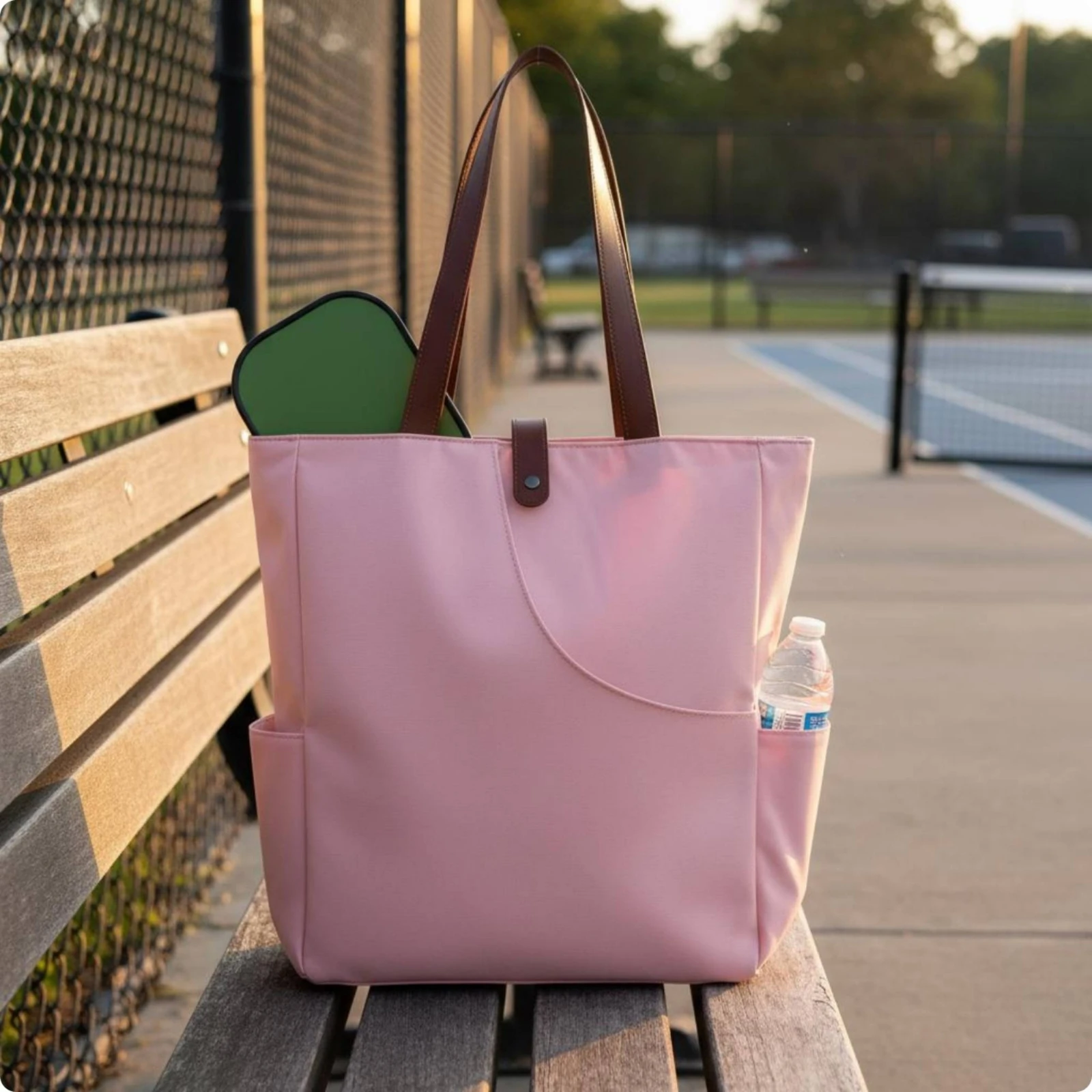 Pickleball Tote Bag Portable Paddle Storage Case Multi Compartments with Water Bottle Holder For Outdoor Sports Gear Organizer