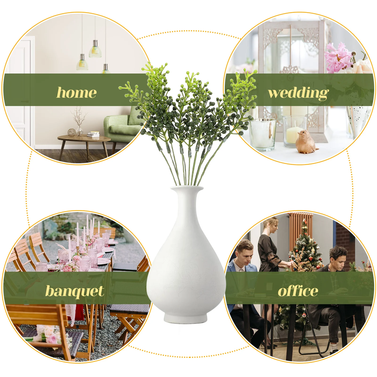 

10 Pcs Artificial Plant Decoration Faux Branches for Vase Household Greenery Picks Iron Wire Decorative Stems