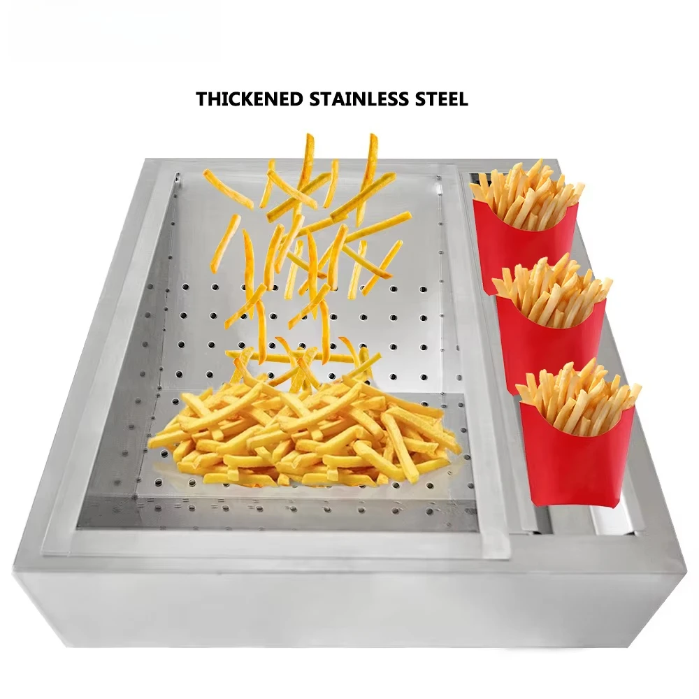 French Fries Dump Table Stainless Steel French Fries Filter Oil Control Plate Table For Chicken/French Fries/Potato Chips