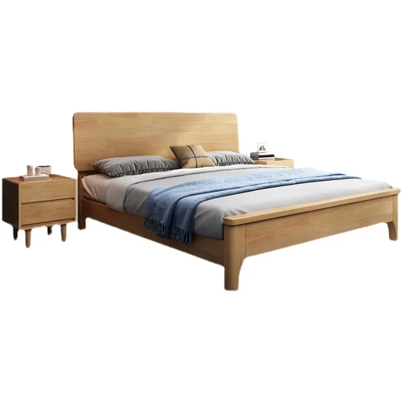 

Hotel apartment solid wood bed, rental house 1 meter single bed, modern simple rubber wood economy room bed