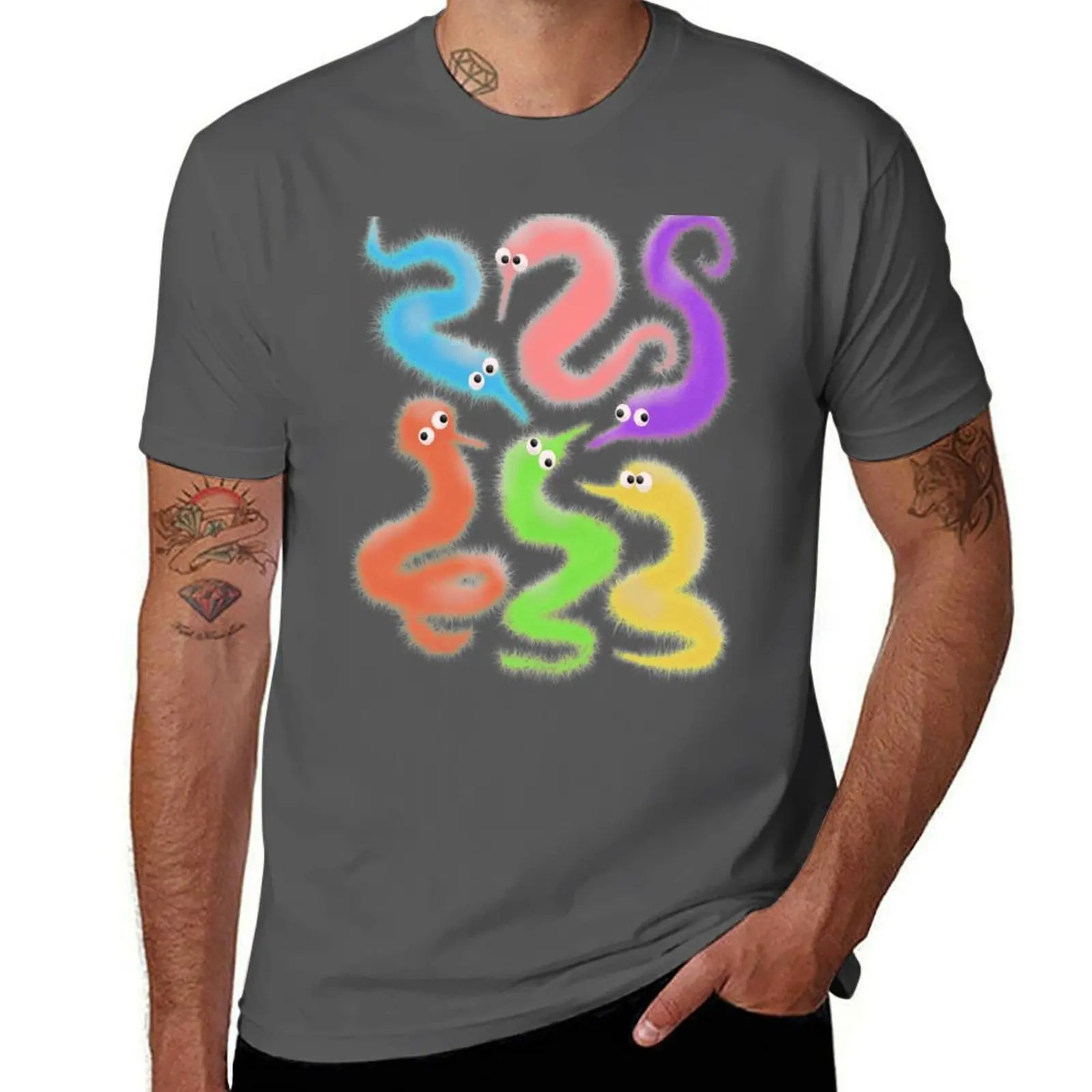 

Fuzzy Worms Magic T-Shirt Casual Simple Design Short Sleeve Shirt