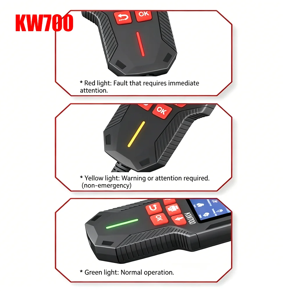 

KONNWEI KW700 Car Truck Lead-acid Battery Tester 12V-24V with Printer,Ripple Analyzer Cranking Charging Test Tool 10-2000CCA