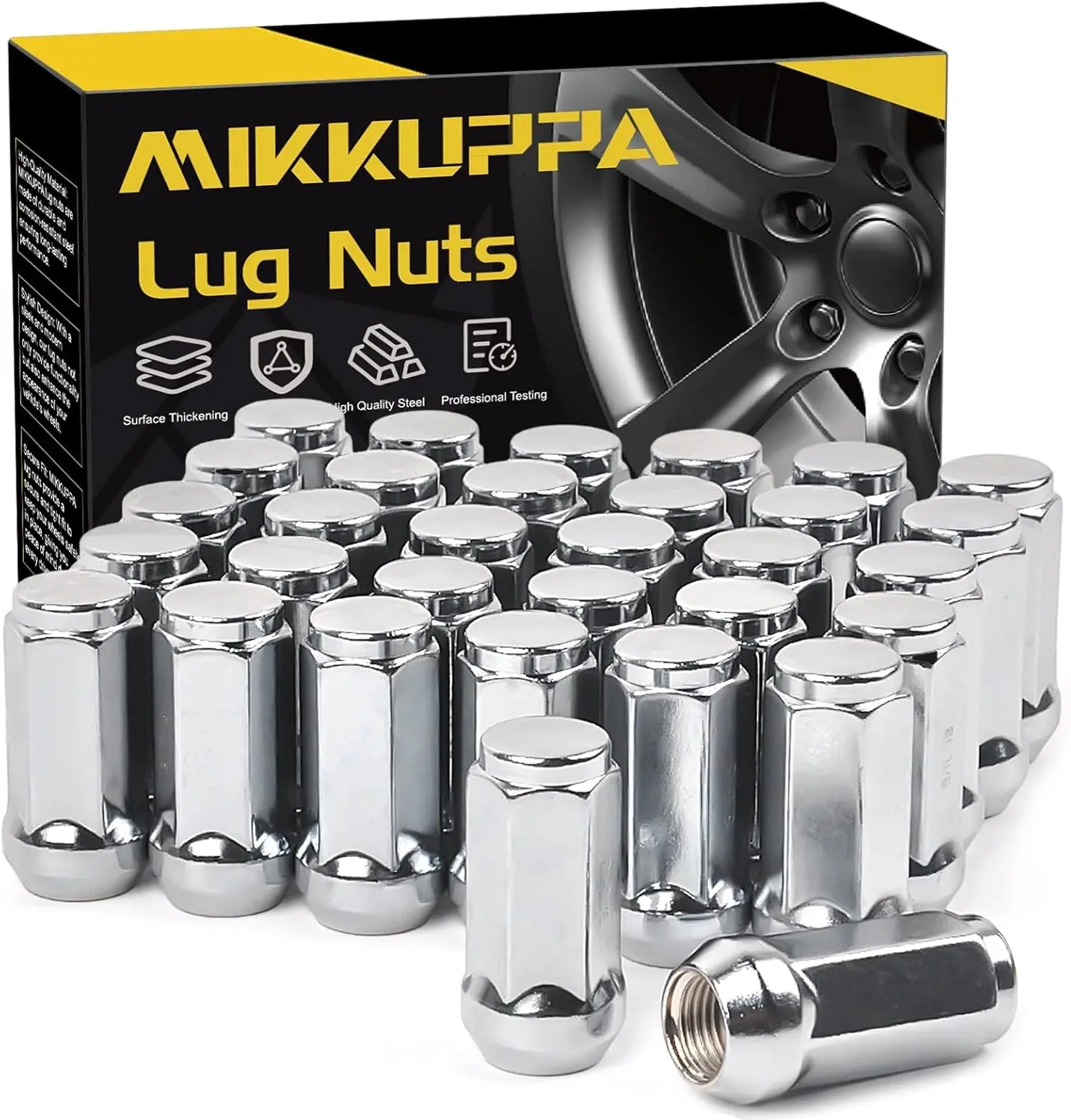 

MIKKUPPA 32PCS 9/16-18 Lug Nuts-Replacement for 2002-2010 Dodge Ram 1500, 1994-2010 Dodge Ram 2500/3500, 1984-1997 F250/F350,J20