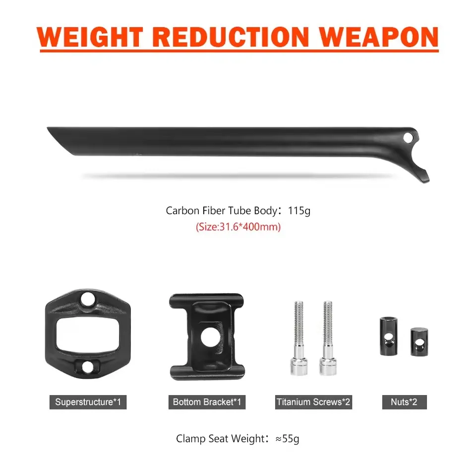 

TOSEEK C60 Легкий подседельный штырь из углеродного волокна 27,2/3,6 мм Велосипедное сиденье Дорожный MTB Велосипедный штырь Подседельная труба Длина 350/400 мм