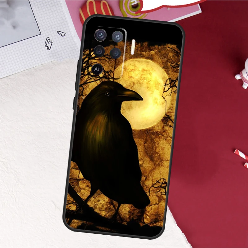 The Raven Halloween Case For OPPO A53 A5 A9 A53s A54s A57s A15 A16 A17 A52 A72 A57 A77 A96 A54 A74 A94 Cover