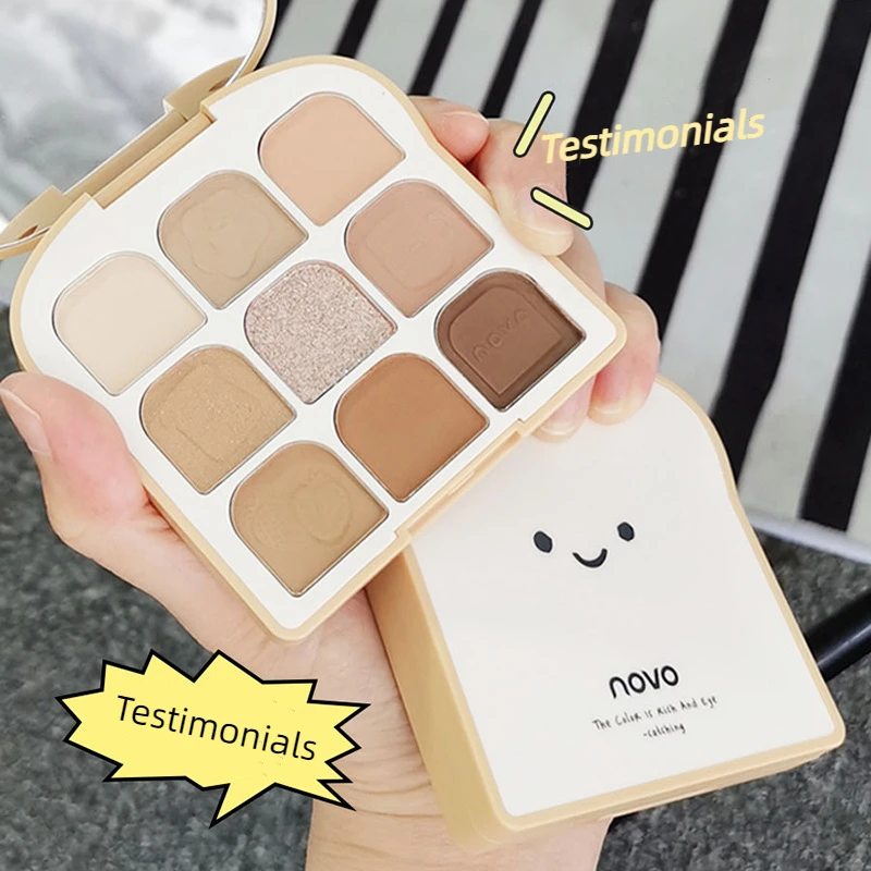 NOVO New Toast 9 Colors Matte Eyeshadow Palette Pearlescent Eye Plate Cute Makeup Palette Female Cosmetic Lasting Nature Beauty