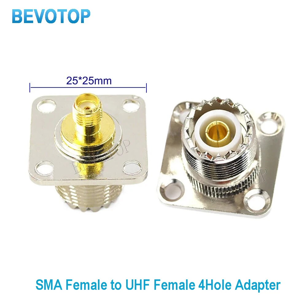 10PCS/lot SO239 UHF Female to SMA Female 4 Hole Connector Flange Panel Mount Socket RF Coaxial Adapters Brass Copper