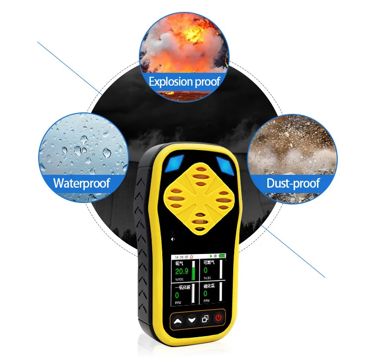 업그레이드 가능한 LEL CO O2 H2S 4 가스 계량기, 반복 휴대용 멀티 가스 감지기