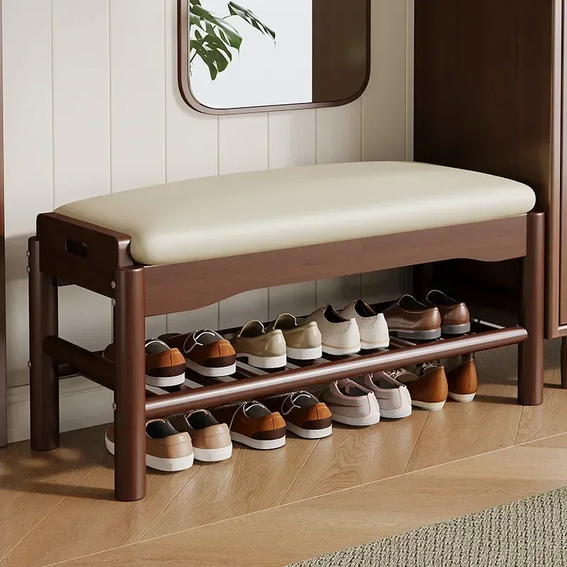 Firm Household Goods Solid Wood Shoe Changing Stool, Dormitory Small Unit, Modern And Simple Shoe Rack, Home Shoe Wearing Stool
