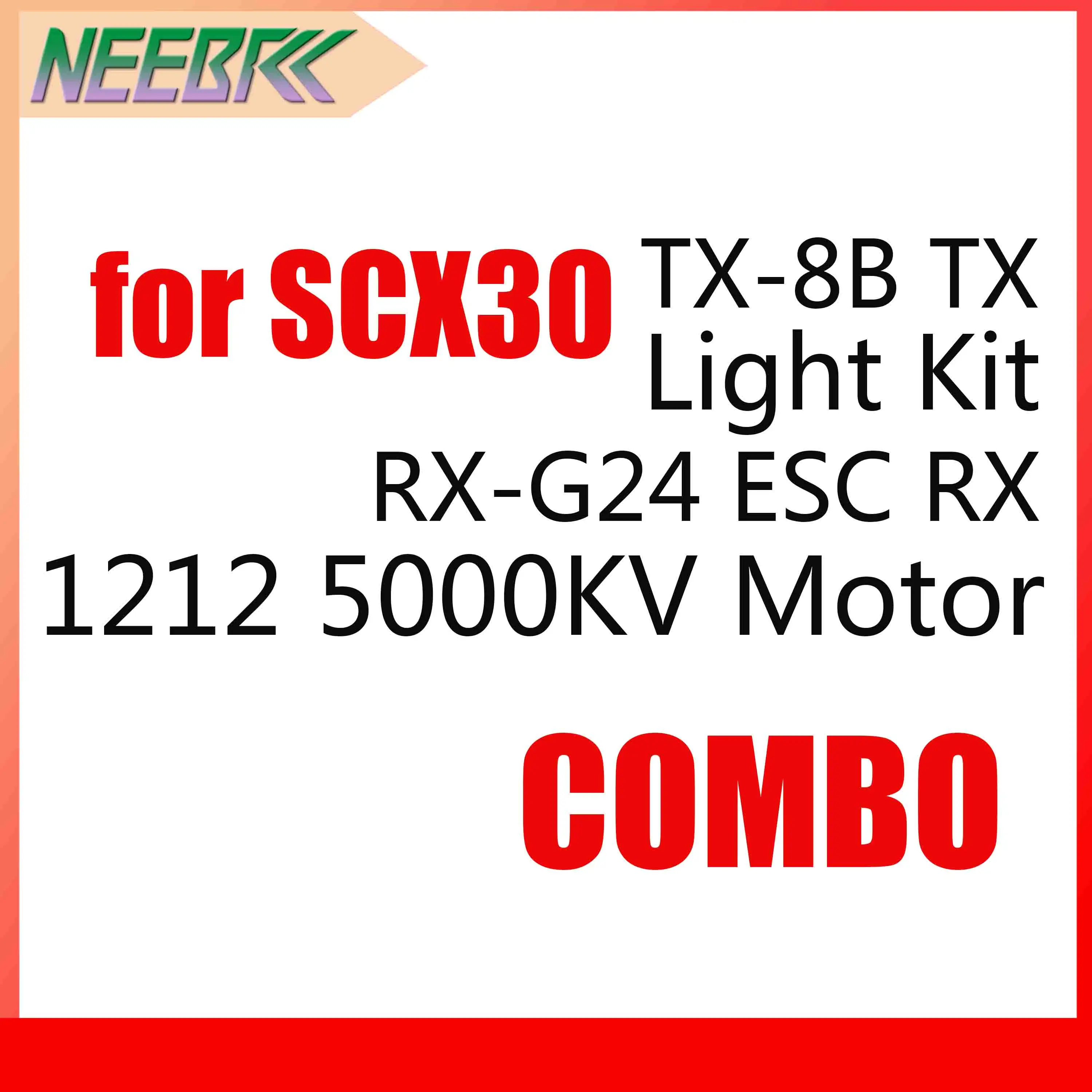 NEEBRC 4CH Transmitter 1212 5000KV Brushless Motor 2‑in‑1 ESC Receiver Light Kit Combo for RC Car Crawler Axial Model Part SCX30