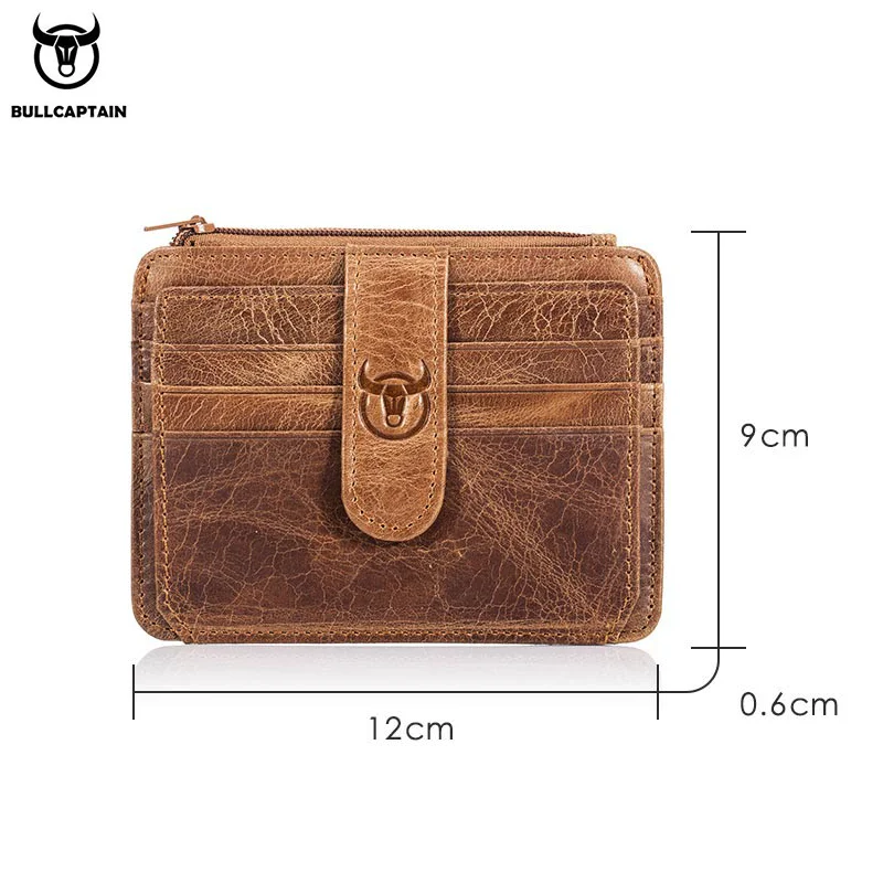 BULLCAPTAIN RFID Blocking Leather Wallet Credit Card ID Card Holder Wallet Money Case For Men And Women 2020 Fashion Retro Bag