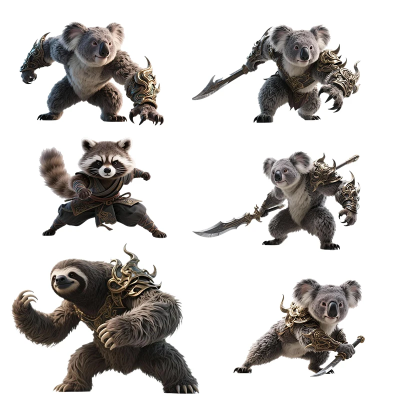 Three Ratels CEE95 brave koala and Folivora warrior cartoon wall stickers for home decoration IPAD stickers car decals