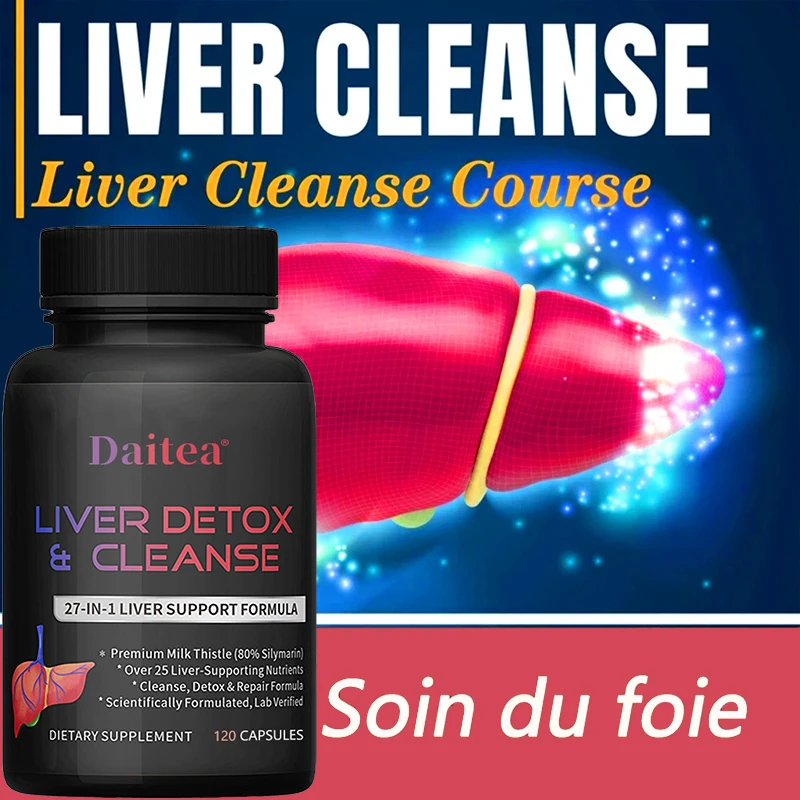 Liver Health Support, 27-in-1 Liver Cleanse, Detox & Repair Fatty Liver Formula with Artichoke, Dandelion - 120 Capsules