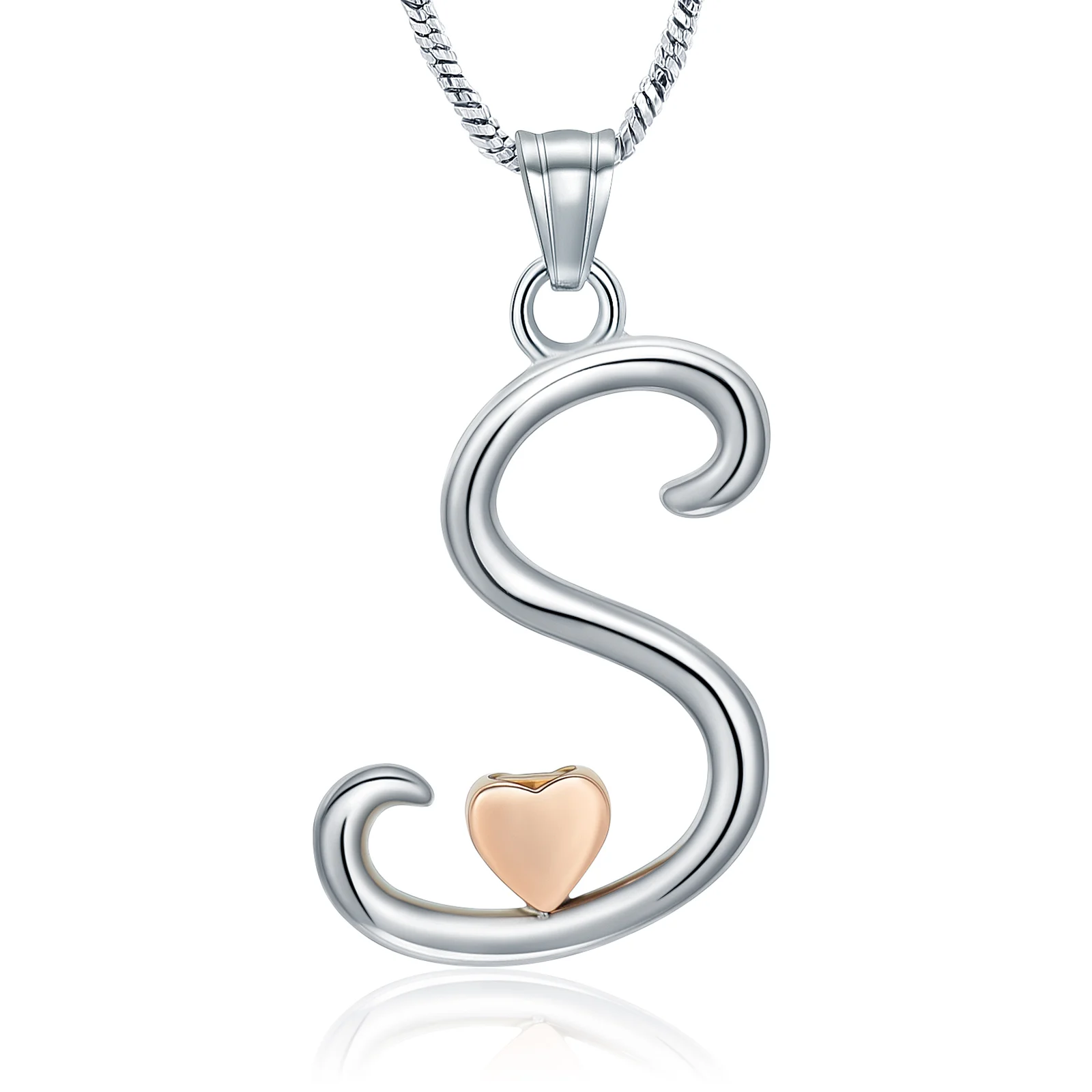 Urn Pendant Necklace Customized S-Letter With Heart Urns For Ashes Keepsake Memorial Cremation Jewelry