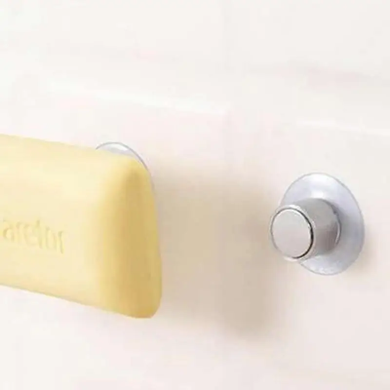 Suction Cup Soap Holder Rack Hanger Wall Mounted Soap Holder With Strong Magnet Removable Soap Dispenser For Bathroom Kitchen