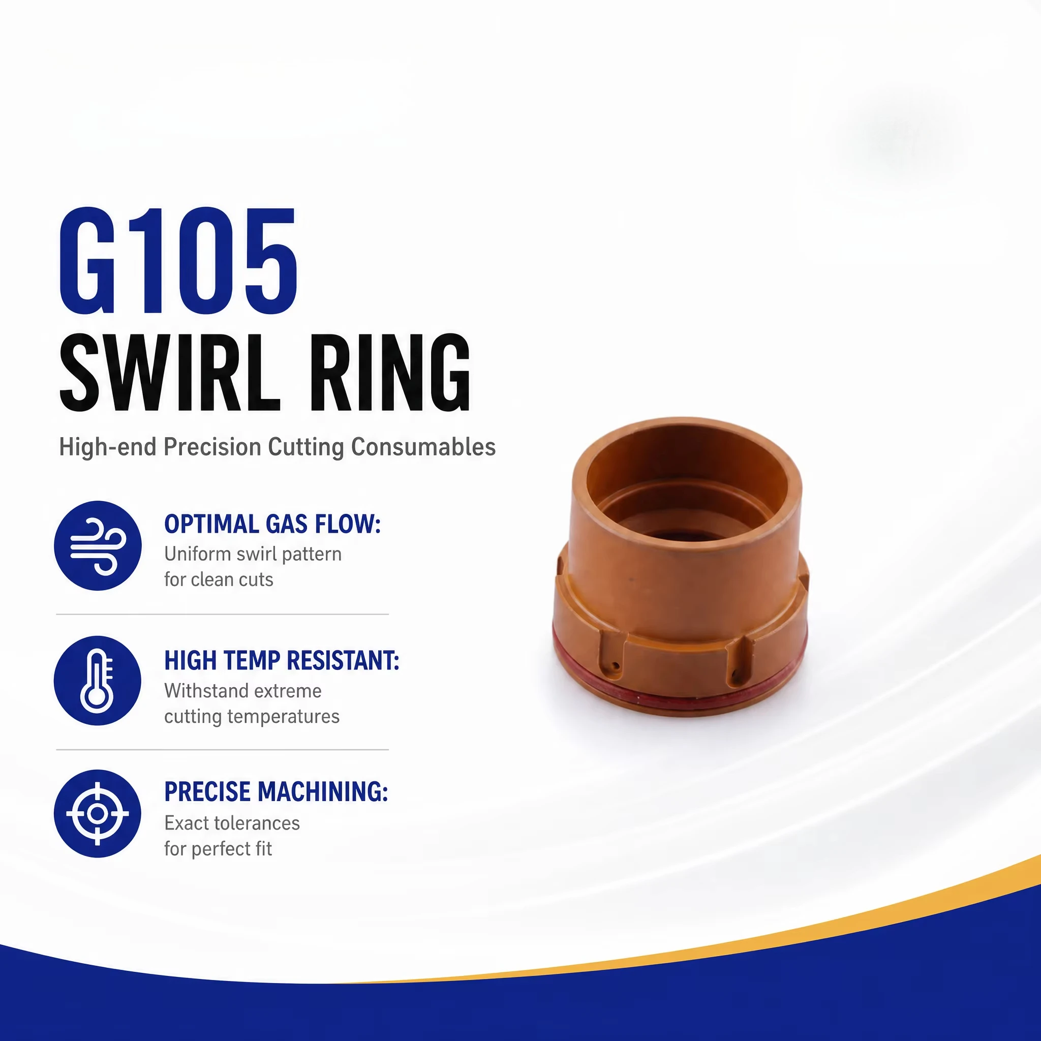 G105 Swirl Ring Plasma Cutting Consumables Gas Diffuser Replacement Parts for Plasma Cutting Torch