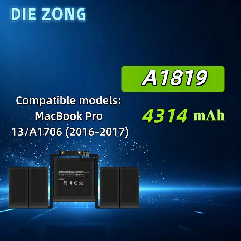 A1819 Laptop Battery for Apple MacBook Pro 13 Inch A1706 Late 2016 Mid 2017 High‑Performance  Long‑Lasting Battery Life