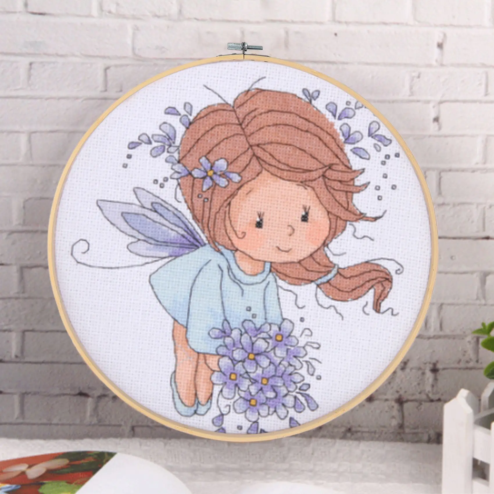 AA73 3 Pieces 14 Inch Embroidery Hoops Wooden Round Adjustable Bamboo Circle Cross Stitch Hoop Ring For Art Craft Handy Sewing
