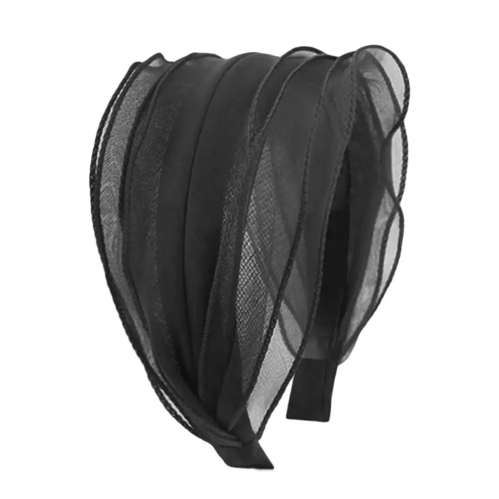 Fashion Wide Hair Hoop Non Slip Sweet Lace Hairbands Organza Yarn Elegant Hair Accessories for Women Girls - view 3