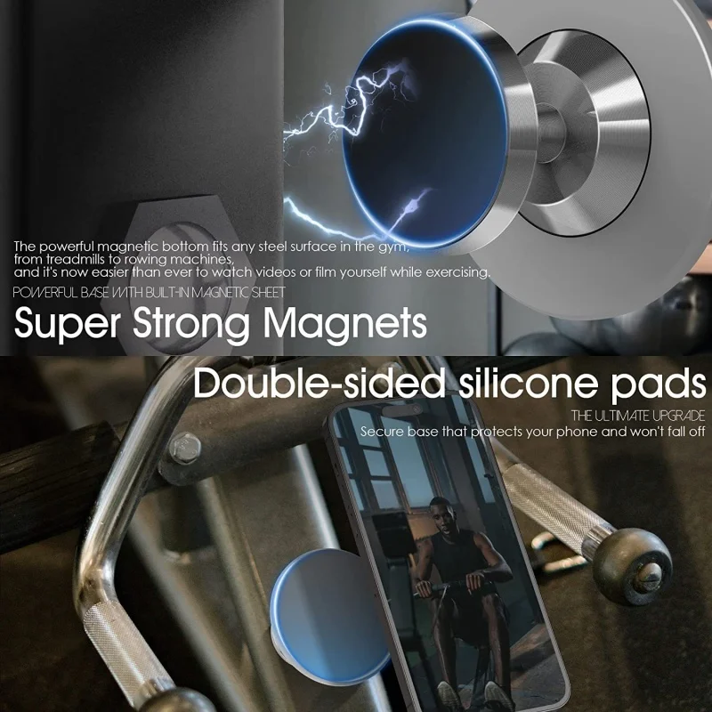 1 Piece Gym Mate Magnetic iPhone Mount Holder Attaches magnetically to Metal Surface Shoot Hands-Free Videos While Working Out