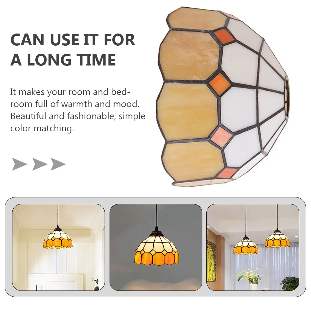 عاكس الضوء الزجاجي الرجعية رائعة النمط الأوروبي اللون الأصفر غرفة نوم ديكور منتشر الإضاءة جو دافئ طبيعي #3