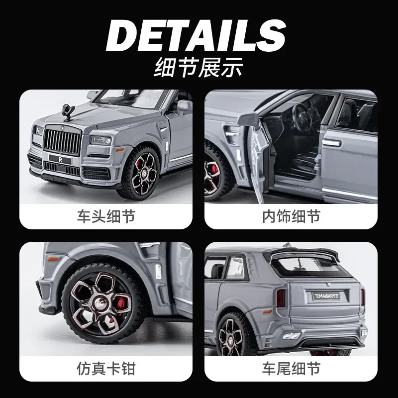 1:36 Rolls-Royce Cullinan Alloy Car Model Simulation Diecast Toys Metal Vehicles With Sound And Light Pull Back Collection Gifts