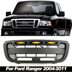 Front Grill W/Lights  Fits For Ford Ranger 2004-2011 Upper Racing Grill