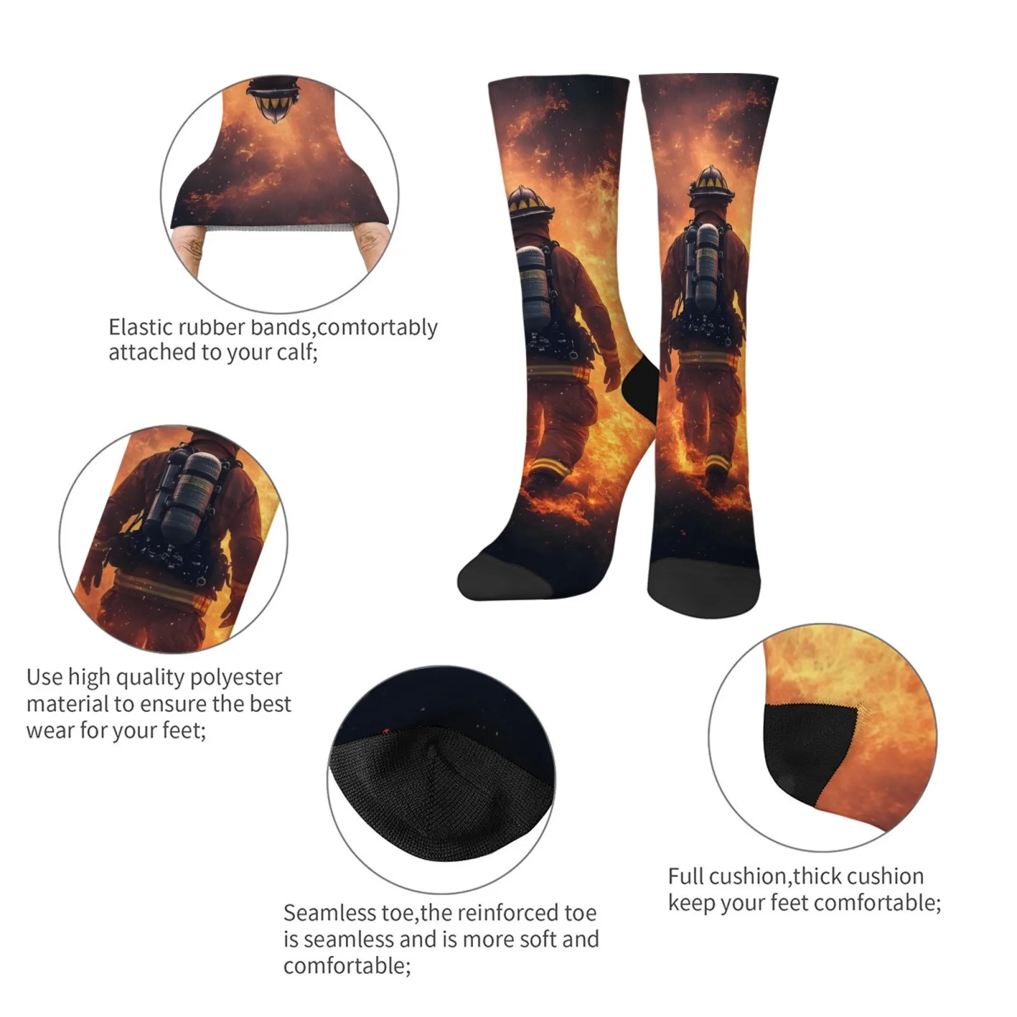 安全消防士ヒーローメンズソックスノベルティ面白い圧縮ソックス快適な通気性レトロファッションカジュアルスポーツソックス