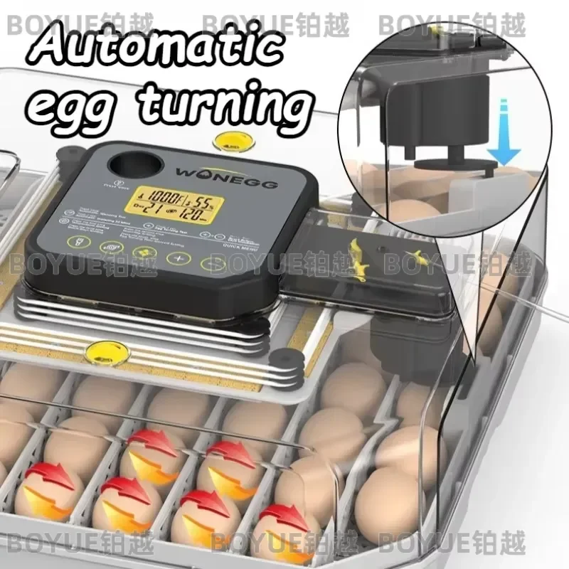 Automatic Egg Incubator for Chicken Duck Goose Quail Smart Hatching Machine with Auto Turning Integrated Brooding Device