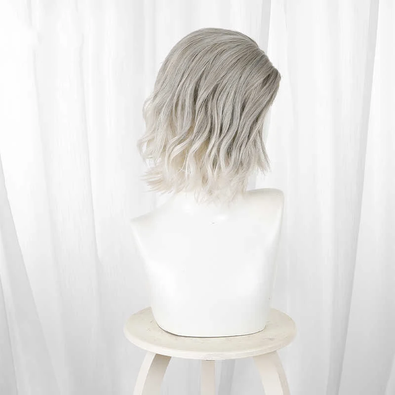 Game Grace Ashcroft Cosplay Wig Women Platinum Gradient Short Curly Hair Heat Resistant Synthetic Wigs image 3