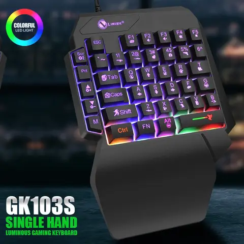 35 teclas com uma mão mini teclado para jogos usb ultra-fino com fio backlight teclado para laptop desktop pc smartphone