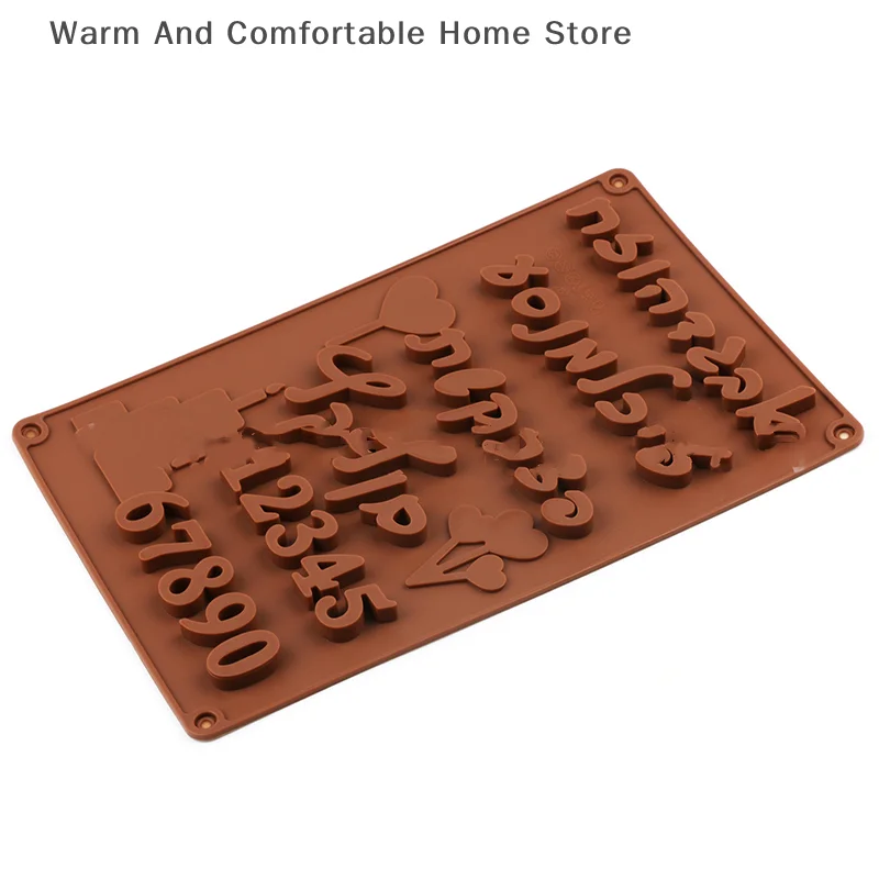【SE】1Pc 3D Hebrew Letters Arabic Numbers DIY Silicone Chocolate Mold For Baking Cake Bakeware Mould Decorating Tools