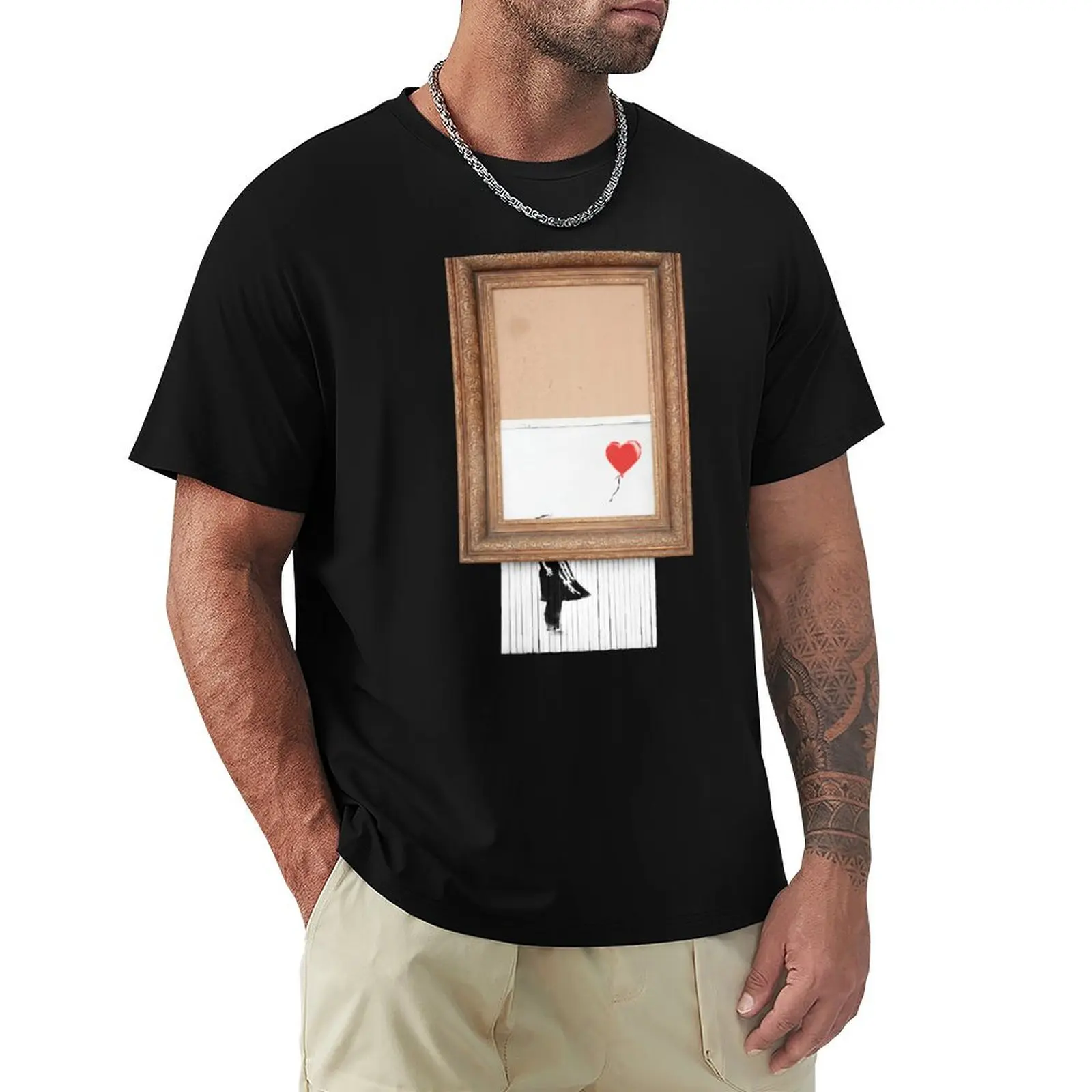 Banksy Shredded Artwork Girl with Balloon T-Shirt t shirts for man slim fit T-Shirt