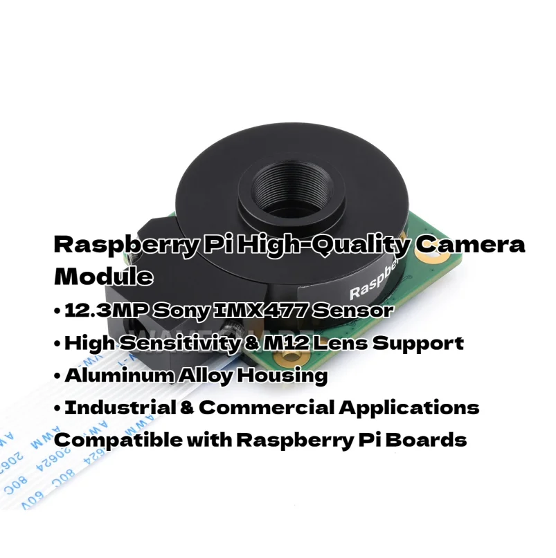 Soporte para cámara Raspberry Pi HQ M12 |   Sensor Sony IMX477 |   12,3 MP |   Soporte de lente M12 |   Rendimiento con poca luz |   Todos los modelos Pi