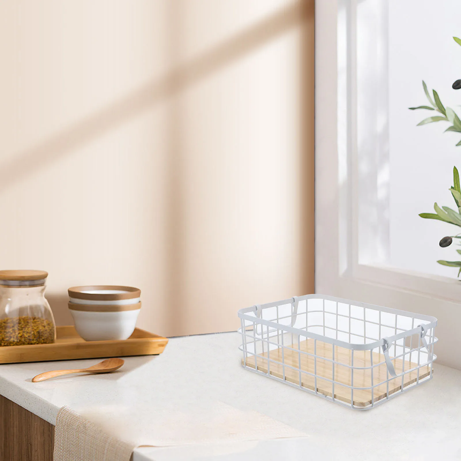 

Kitchen Storage Basket Baskets for Closet Rustic Small Wood Pantry Organizer Wire