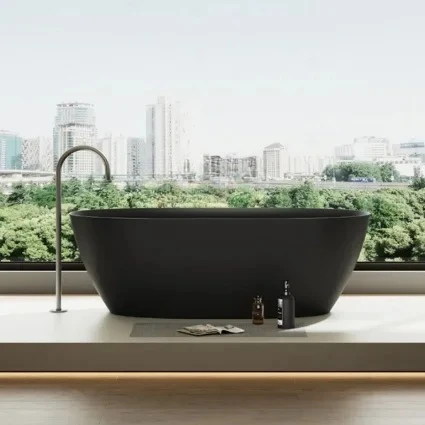 

PMMA Polymer Free-standing Bath Phantom Black Household Hotel Double Bath53
