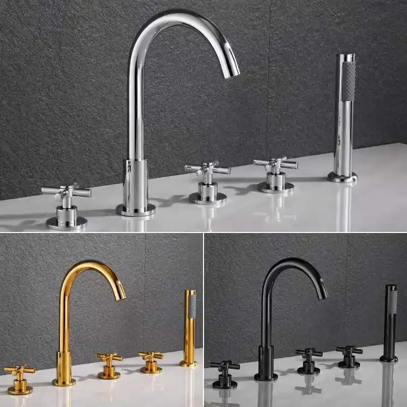 5 Holes Waterfall Faucets Mixer Bathtub Faucet Set