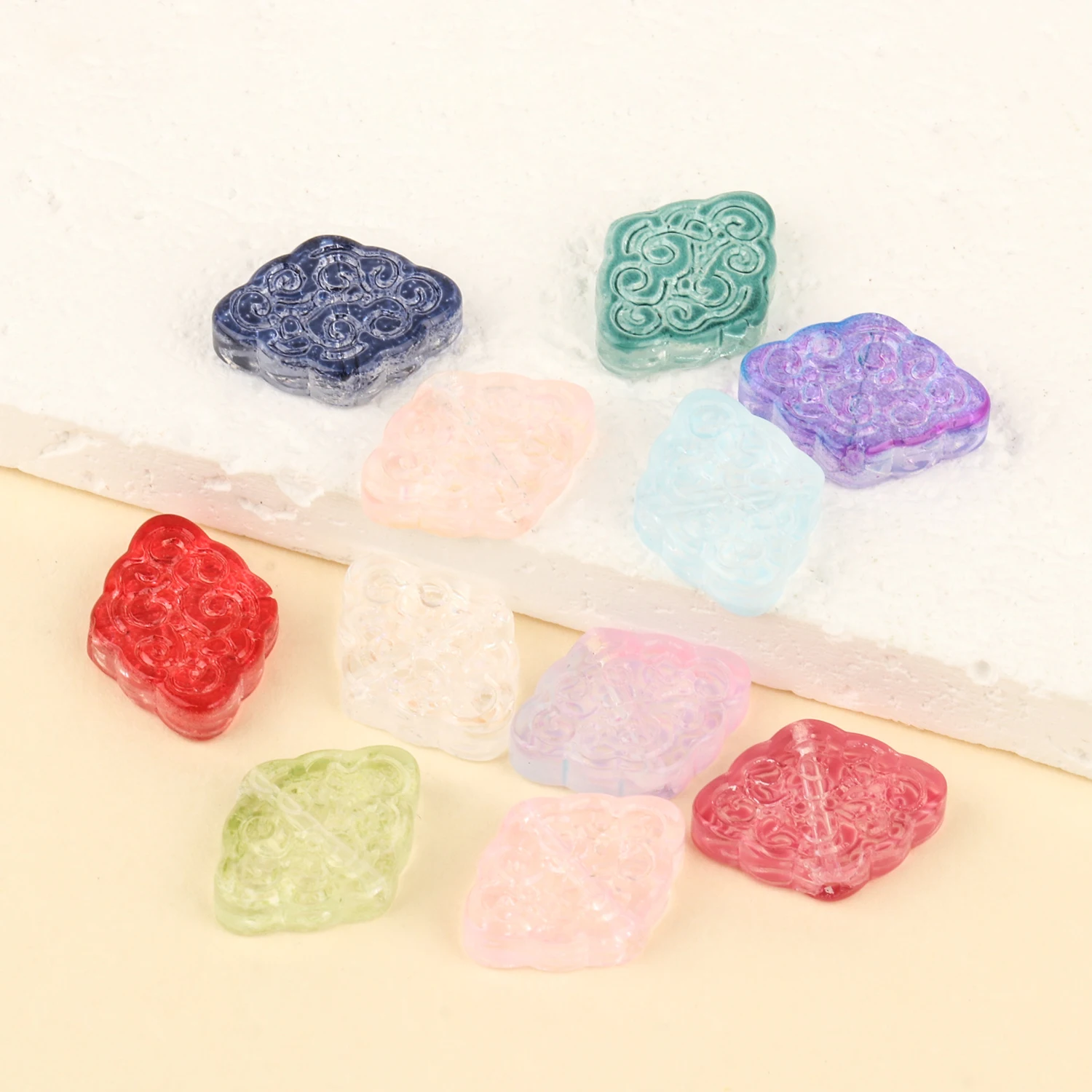 20pcs 15.5x12mm Multicolour Auspicious Clouds Shape Czech Lampwork Crystal Glass Flat Beads For Jewelry Making DIY  Accessories