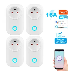 Tuya WiFi NEW Smart Life Plug 16A Israel Power Plug Socket Power Monitor Timing APP Control Outlet Work  Alexa Google Assistant