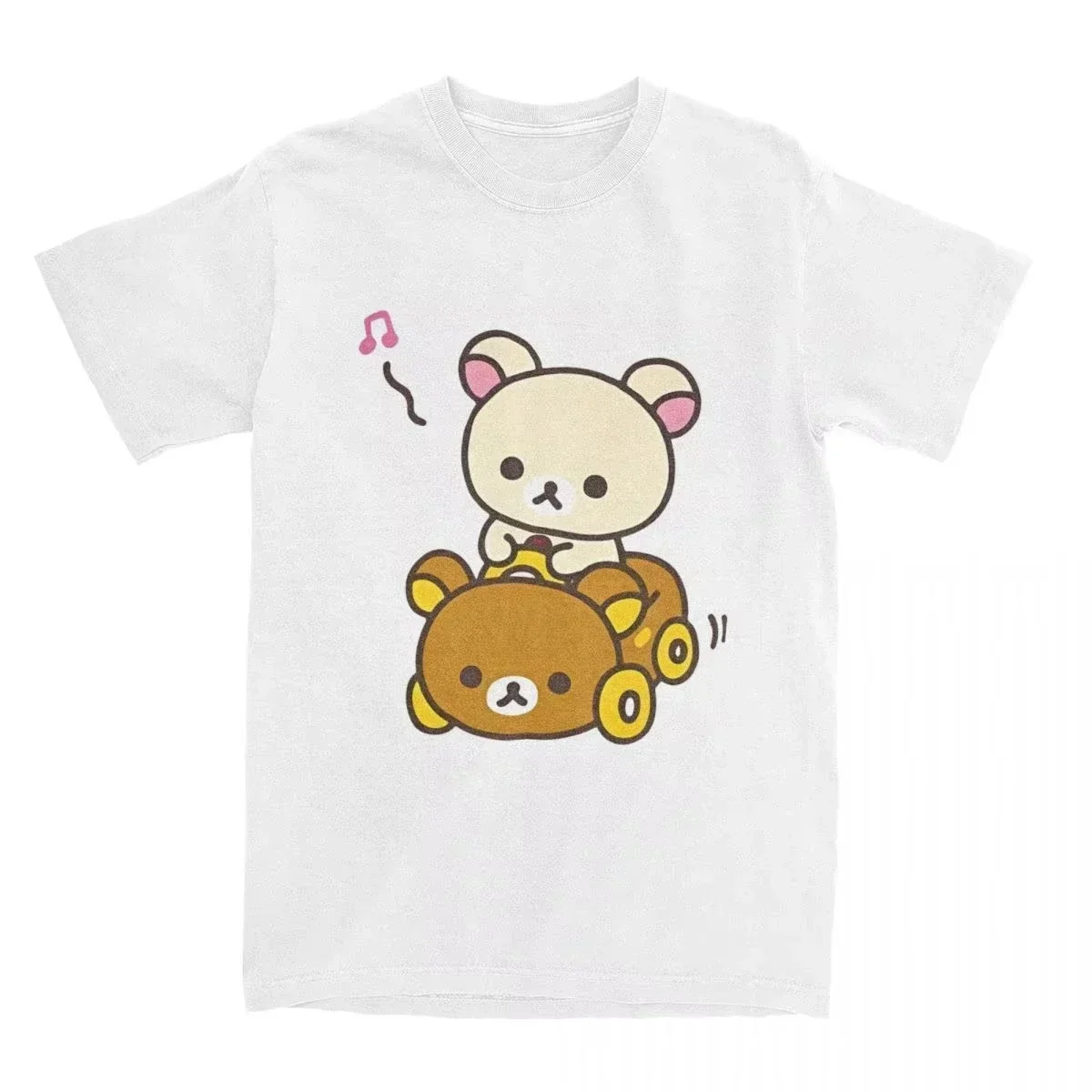 

Summer short-sleeved T-shirt for men, round-neck short-sleeved T-shirt, cartoon bear print pattern streetwear