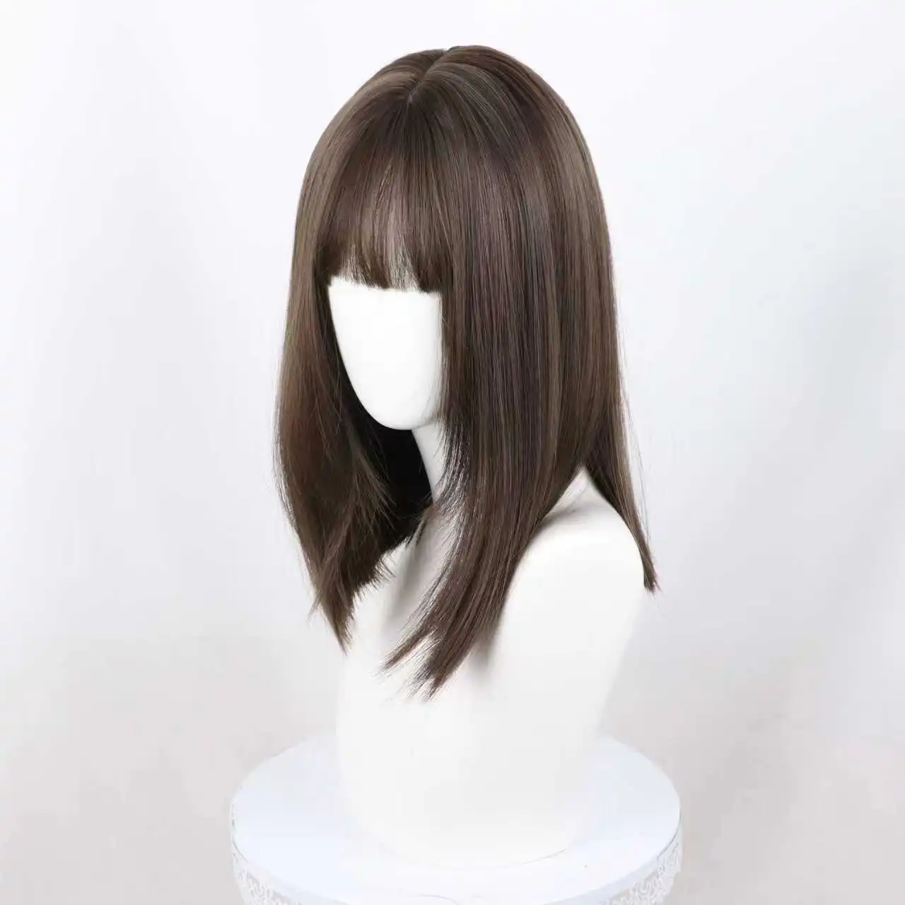 1 قطعة شعر مستعار كامل أنيق مستقيم الألياف شعر ريمي للسيدات الشباب الدولة يبحث شعر مستعار متوسط الحجم مقاومة للحرارة تأثيري الباروكات