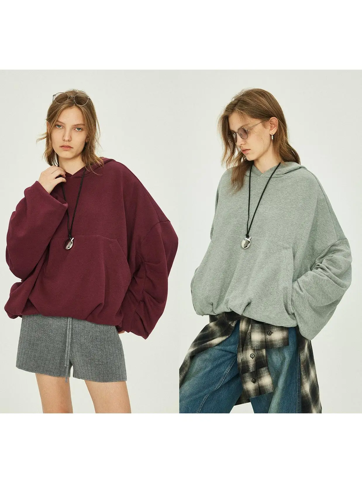 

Мягкая хлопковая толстовка свободного кроя с капюшоном, двойной вязки, комфортная, плотная, плиссированная, универсальная, модная женская модель.