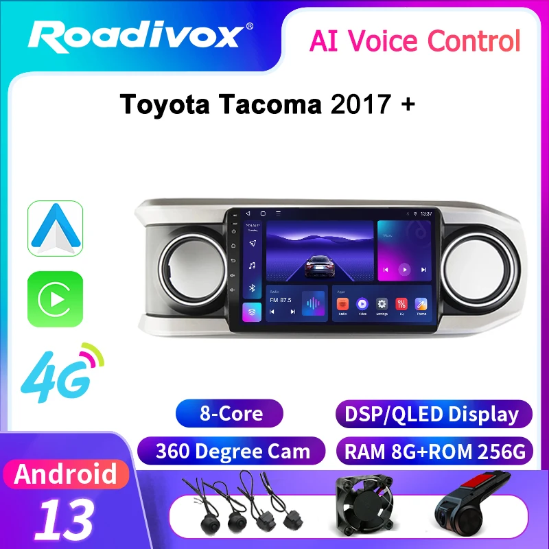 

roadivox Android car radio for Toyota Tacoma 2017 stereo GPS Navigation video Multimedia Player tape recorder carplay